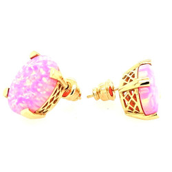 Pre Owned 14ct Pink Opal Stud Earrings ZT59